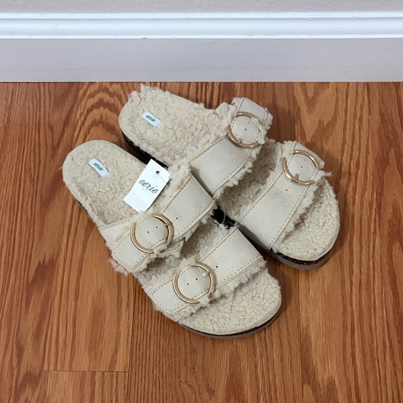 aerie Shoes - Aerie Fuzzy Slides